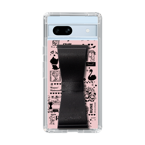 Slim Protection Case - STAND & RING RIBBON Black［ Rune Naito - RUNE Girl Retro & Modern - Pink ］