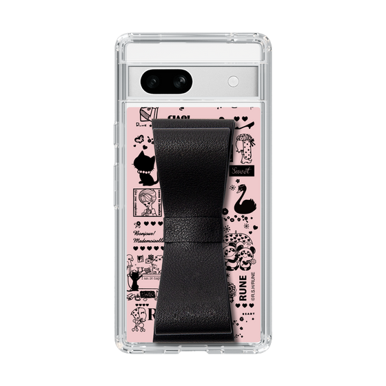 Slim Protection Case - STAND & RING RIBBON Black［ Rune Naito - RUNE Girl Retro & Modern - Pink ］