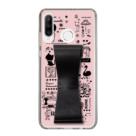 Slim Protection Case - STAND & RING RIBBON Black［ Rune Naito - RUNE Girl Retro & Modern - Pink ］