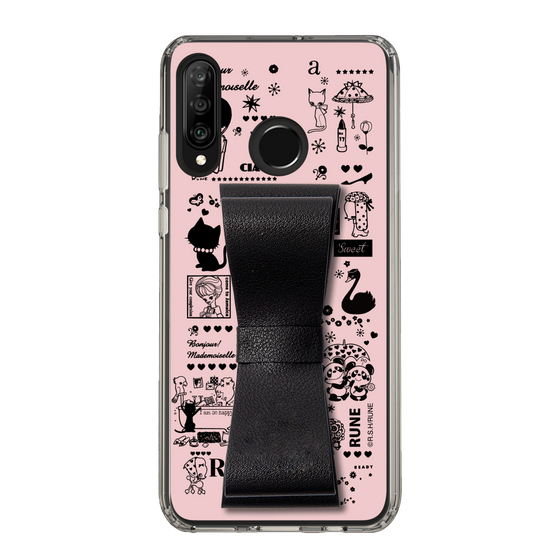 Slim Protection Case - STAND & RING RIBBON Black［ Rune Naito - RUNE Girl Retro & Modern - Pink ］