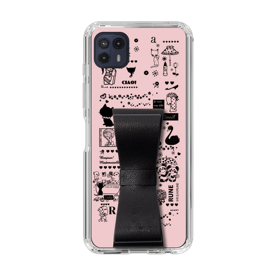 Slim Protection Case - STAND & RING RIBBON Black［ Rune Naito - RUNE Girl Retro & Modern - Pink ］