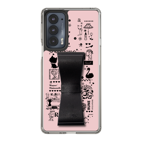 Slim Protection Case - STAND & RING RIBBON Black［ Rune Naito - RUNE Girl Retro & Modern - Pink ］