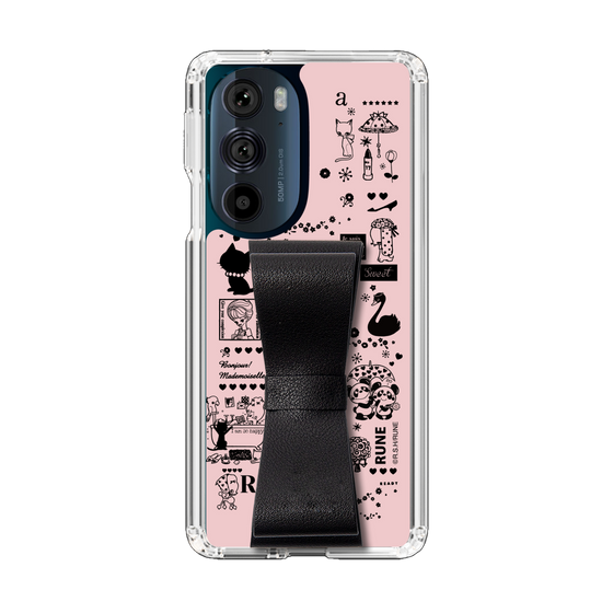 Slim Protection Case - STAND & RING RIBBON Black［ Rune Naito - RUNE Girl Retro & Modern - Pink ］