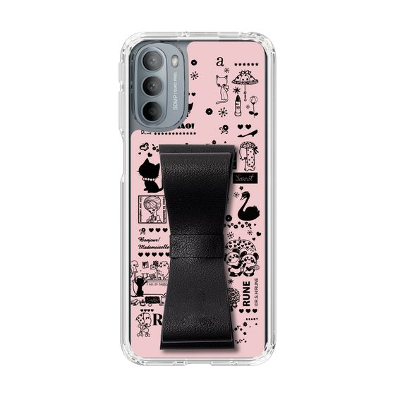 Slim Protection Case - STAND & RING RIBBON Black［ Rune Naito - RUNE Girl Retro & Modern - Pink ］