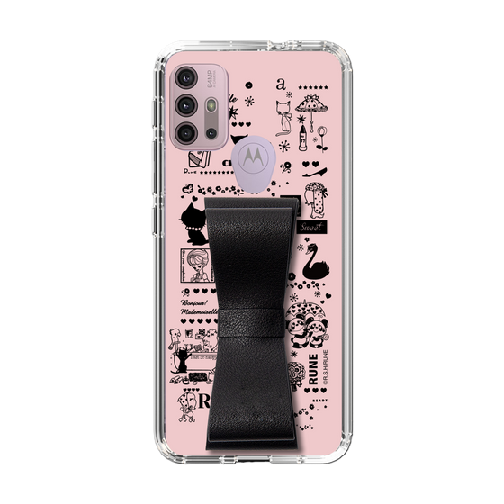 Slim Protection Case - STAND & RING RIBBON Black［ Rune Naito - RUNE Girl Retro & Modern - Pink ］