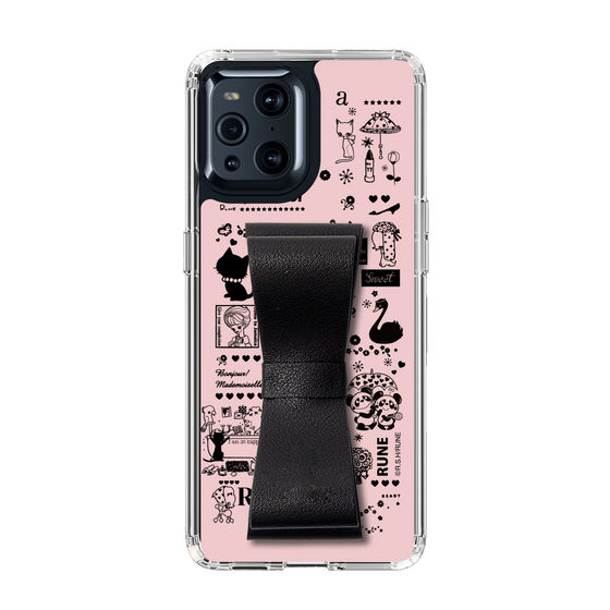 Slim Protection Case - STAND & RING RIBBON Black［ Rune Naito - RUNE Girl Retro & Modern - Pink ］