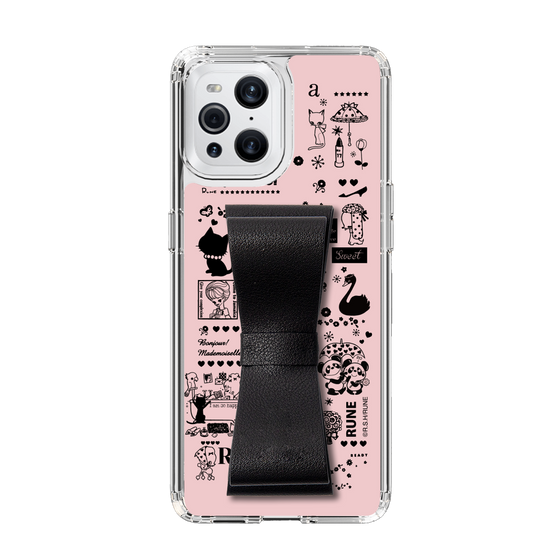 Slim Protection Case - STAND & RING RIBBON Black［ Rune Naito - RUNE Girl Retro & Modern - Pink ］