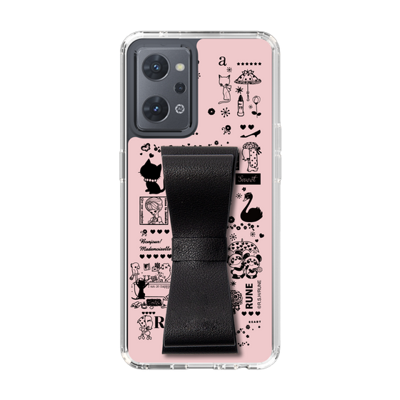 Slim Protection Case - STAND & RING RIBBON Black［ Rune Naito - RUNE Girl Retro & Modern - Pink ］