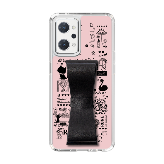 Slim Protection Case - STAND & RING RIBBON Black［ Rune Naito - RUNE Girl Retro & Modern - Pink ］