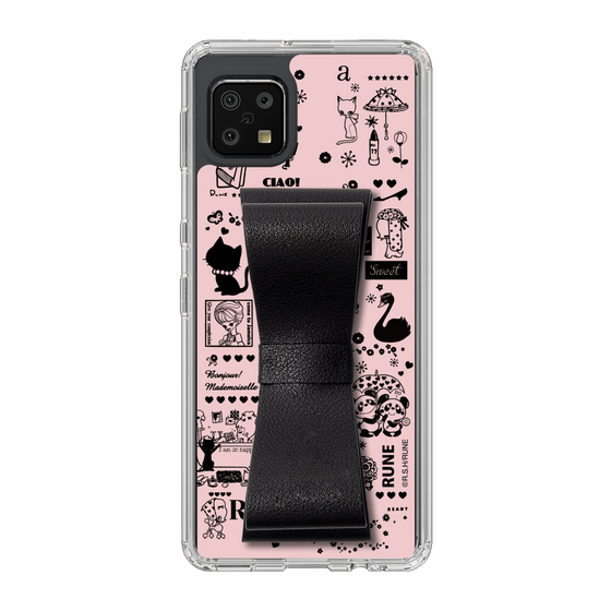 Slim Protection Case - STAND & RING RIBBON Black［ Rune Naito - RUNE Girl Retro & Modern - Pink ］