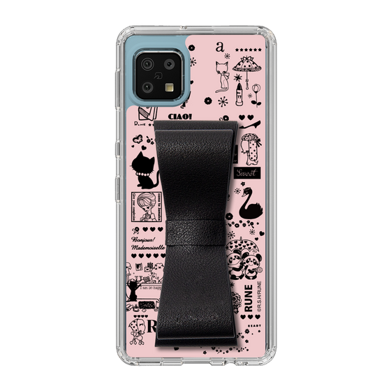 Slim Protection Case - STAND & RING RIBBON Black［ Rune Naito - RUNE Girl Retro & Modern - Pink ］