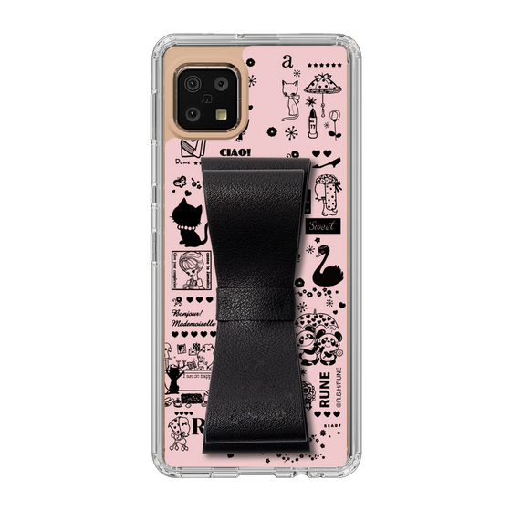 Slim Protection Case - STAND & RING RIBBON Black［ Rune Naito - RUNE Girl Retro & Modern - Pink ］
