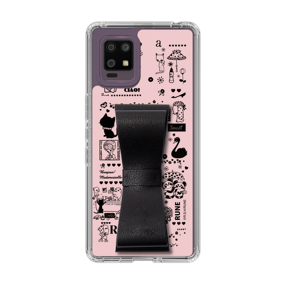 Slim Protection Case - STAND & RING RIBBON Black［ Rune Naito - RUNE Girl Retro & Modern - Pink ］