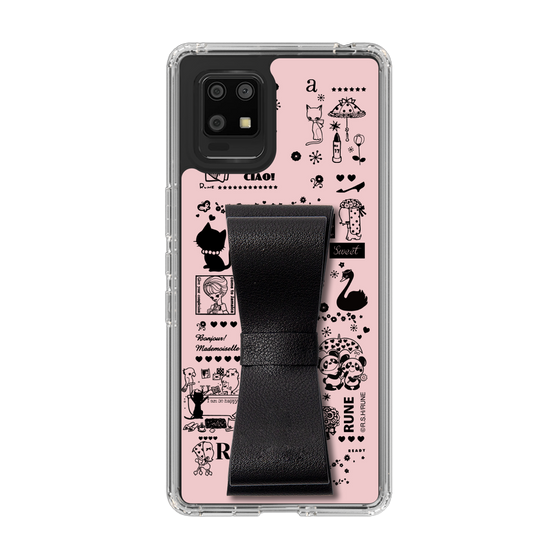 Slim Protection Case - STAND & RING RIBBON Black［ Rune Naito - RUNE Girl Retro & Modern - Pink ］