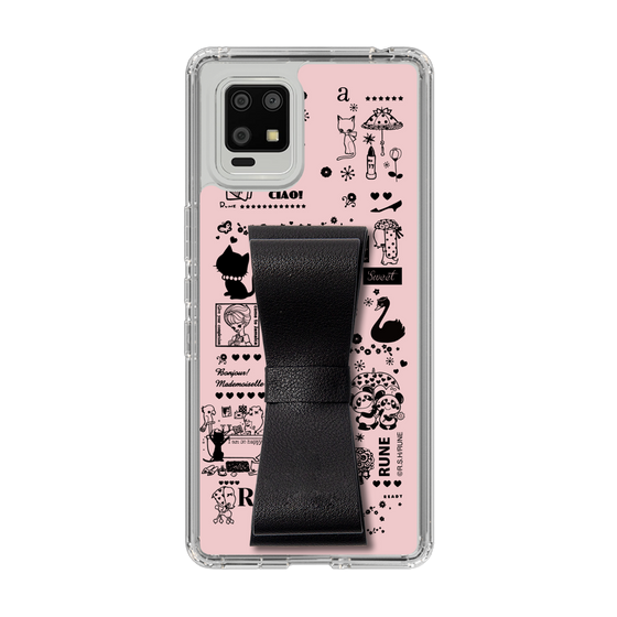 Slim Protection Case - STAND & RING RIBBON Black［ Rune Naito - RUNE Girl Retro & Modern - Pink ］