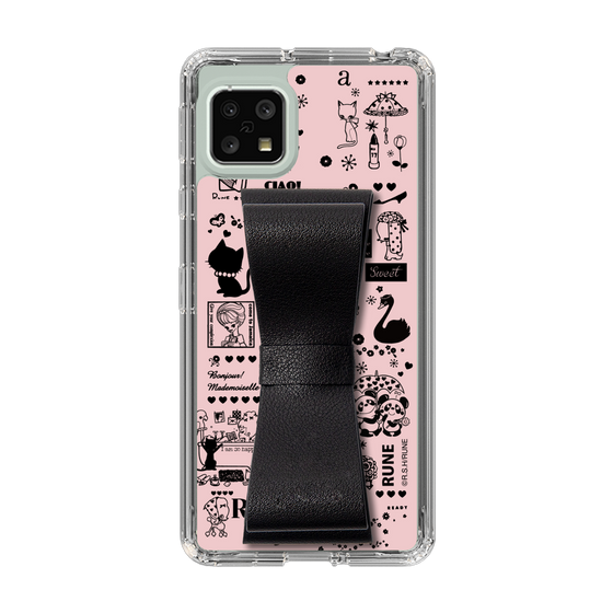 Slim Protection Case - STAND & RING RIBBON Black［ Rune Naito - RUNE Girl Retro & Modern - Pink ］