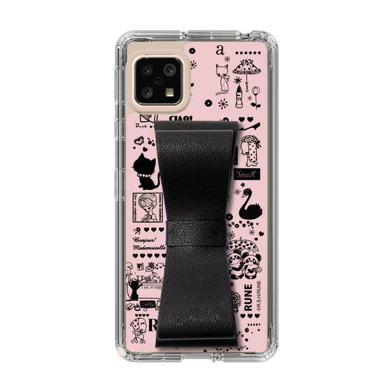 Slim Protection Case - STAND & RING RIBBON Black［ Rune Naito - RUNE Girl Retro & Modern - Pink ］