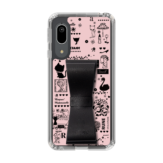 Slim Protection Case - STAND & RING RIBBON Black［ Rune Naito - RUNE Girl Retro & Modern - Pink ］