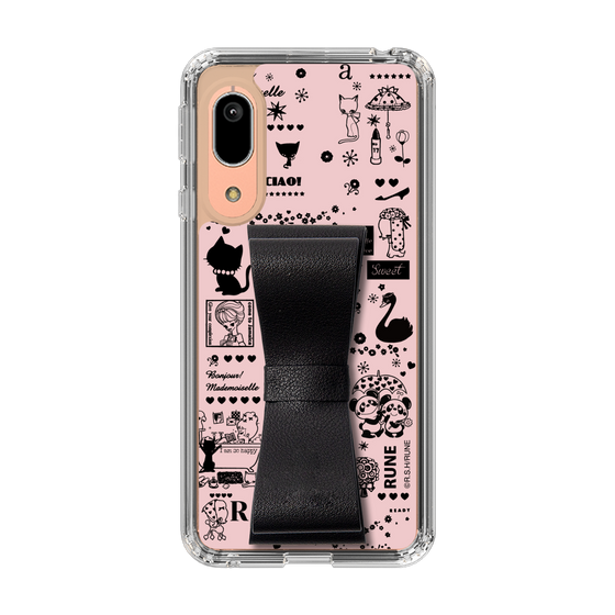 Slim Protection Case - STAND & RING RIBBON Black［ Rune Naito - RUNE Girl Retro & Modern - Pink ］