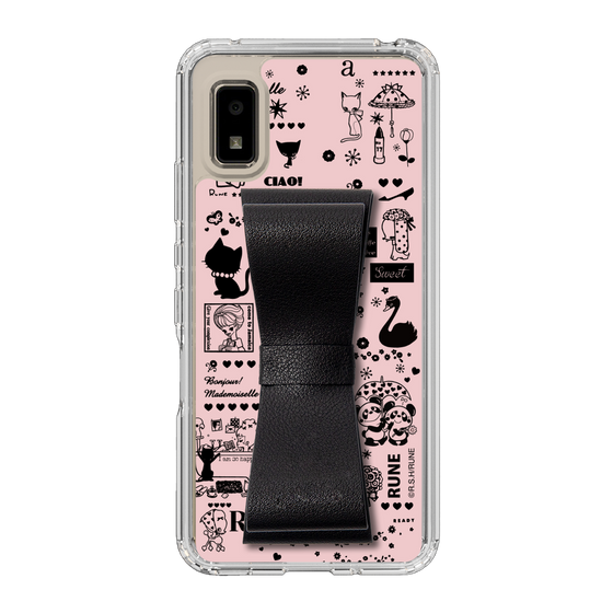 Slim Protection Case - STAND & RING RIBBON Black［ Rune Naito - RUNE Girl Retro & Modern - Pink ］