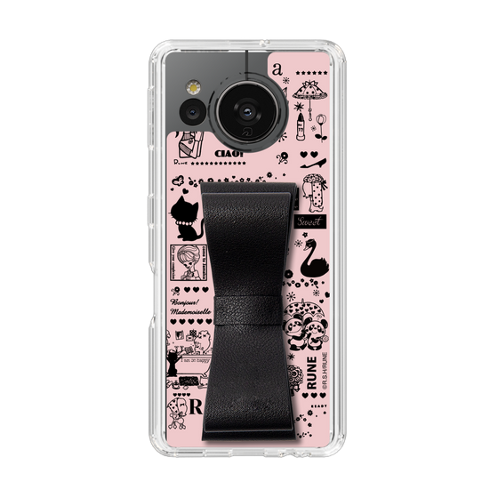 Slim Protection Case - STAND & RING RIBBON Black［ Rune Naito - RUNE Girl Retro & Modern - Pink ］