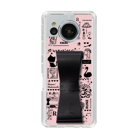 Slim Protection Case - STAND & RING RIBBON Black［ Rune Naito - RUNE Girl Retro & Modern - Pink ］