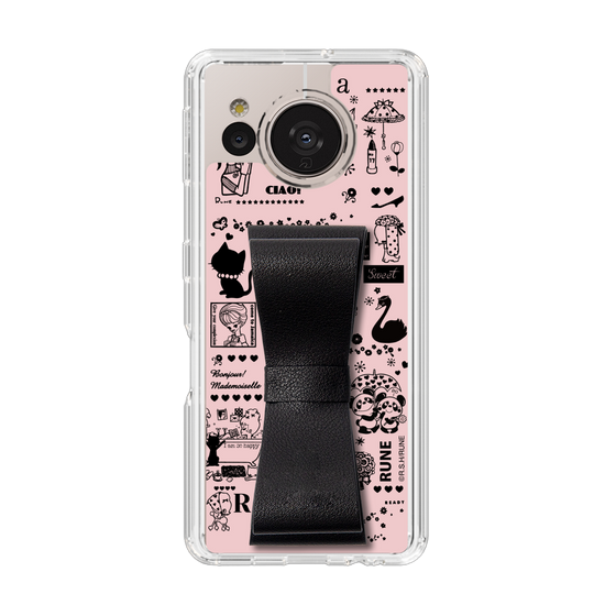 Slim Protection Case - STAND & RING RIBBON Black［ Rune Naito - RUNE Girl Retro & Modern - Pink ］