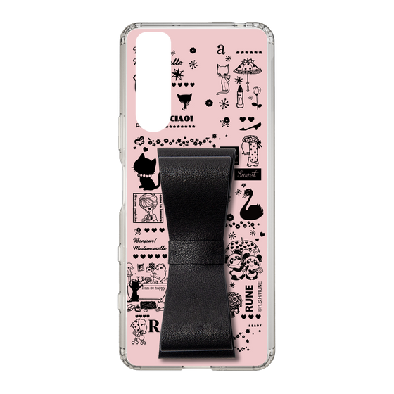 Slim Protection Case - STAND & RING RIBBON Black［ Rune Naito - RUNE Girl Retro & Modern - Pink ］
