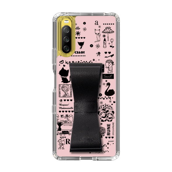Slim Protection Case - STAND & RING RIBBON Black［ Rune Naito - RUNE Girl Retro & Modern - Pink ］