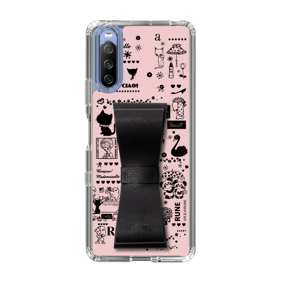 Slim Protection Case - STAND & RING RIBBON Black［ Rune Naito - RUNE Girl Retro & Modern - Pink ］
