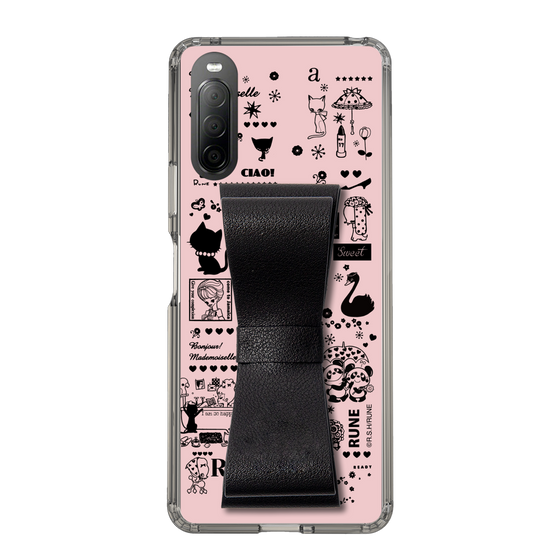 Slim Protection Case - STAND & RING RIBBON Black［ Rune Naito - RUNE Girl Retro & Modern - Pink ］
