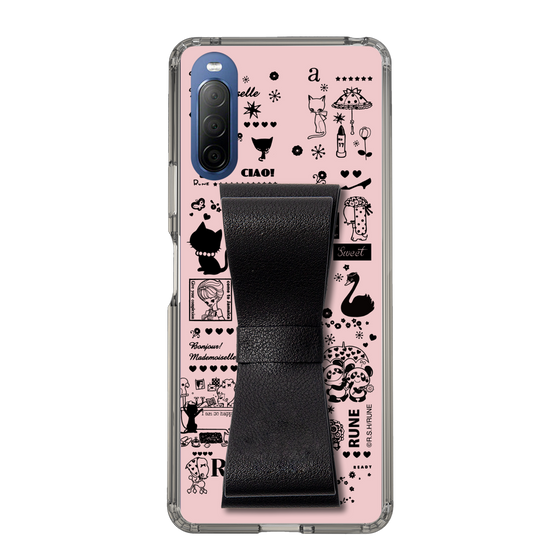 Slim Protection Case - STAND & RING RIBBON Black［ Rune Naito - RUNE Girl Retro & Modern - Pink ］