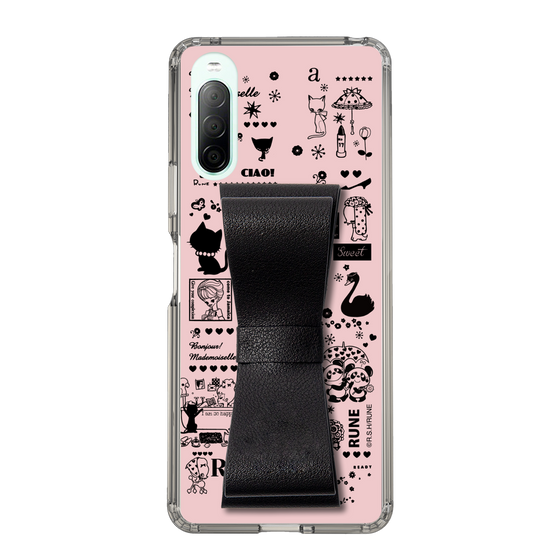 Slim Protection Case - STAND & RING RIBBON Black［ Rune Naito - RUNE Girl Retro & Modern - Pink ］