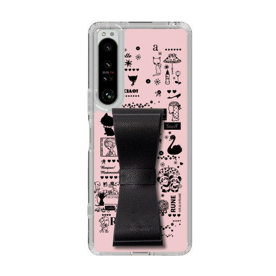 Slim Protection Case - STAND & RING RIBBON Black［ Rune Naito - RUNE Girl Retro & Modern - Pink ］