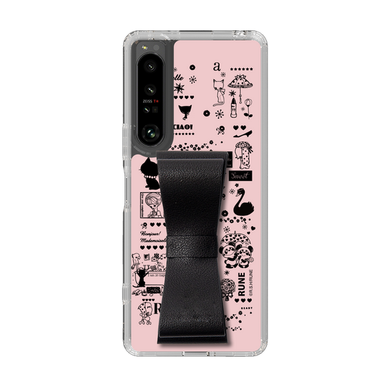 Slim Protection Case - STAND & RING RIBBON Black［ Rune Naito - RUNE Girl Retro & Modern - Pink ］