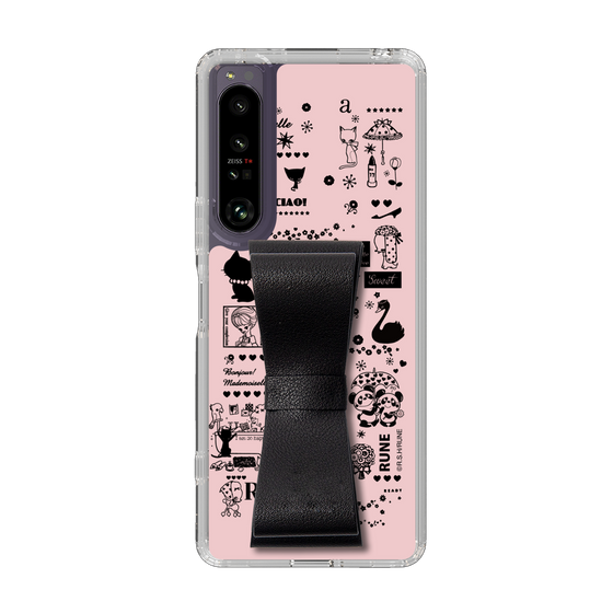 Slim Protection Case - STAND & RING RIBBON Black［ Rune Naito - RUNE Girl Retro & Modern - Pink ］