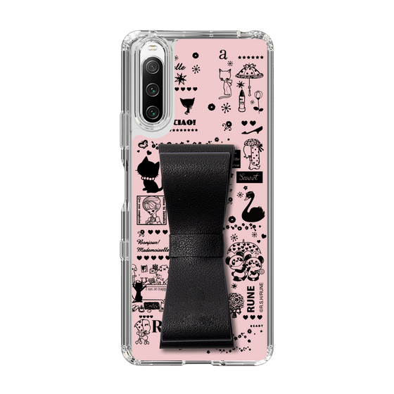 Slim Protection Case - STAND & RING RIBBON Black［ Rune Naito - RUNE Girl Retro & Modern - Pink ］