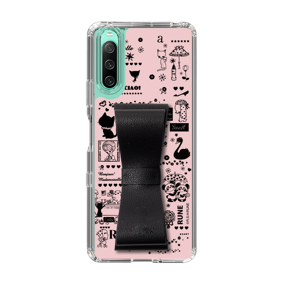 Slim Protection Case - STAND & RING RIBBON Black［ Rune Naito - RUNE Girl Retro & Modern - Pink ］