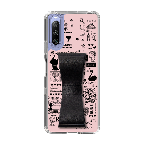 Slim Protection Case - STAND & RING RIBBON Black［ Rune Naito - RUNE Girl Retro & Modern - Pink ］