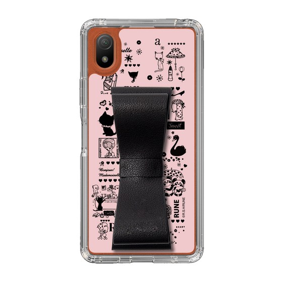 Slim Protection Case - STAND & RING RIBBON Black［ Rune Naito - RUNE Girl Retro & Modern - Pink ］