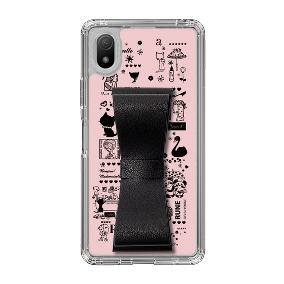 Slim Protection Case - STAND & RING RIBBON Black［ Rune Naito - RUNE Girl Retro & Modern - Pink ］