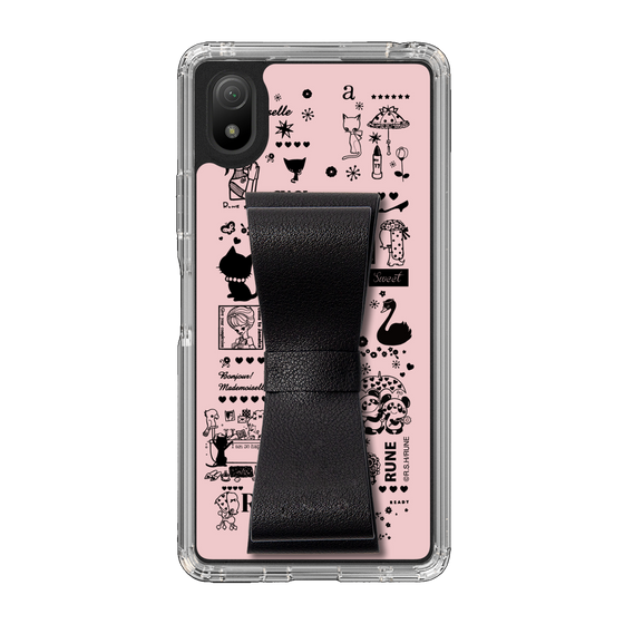 Slim Protection Case - STAND & RING RIBBON Black［ Rune Naito - RUNE Girl Retro & Modern - Pink ］