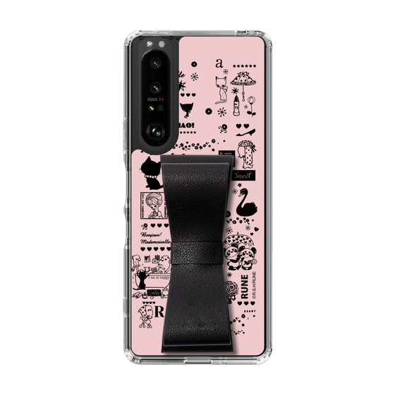 Slim Protection Case - STAND & RING RIBBON Black［ Rune Naito - RUNE Girl Retro & Modern - Pink ］