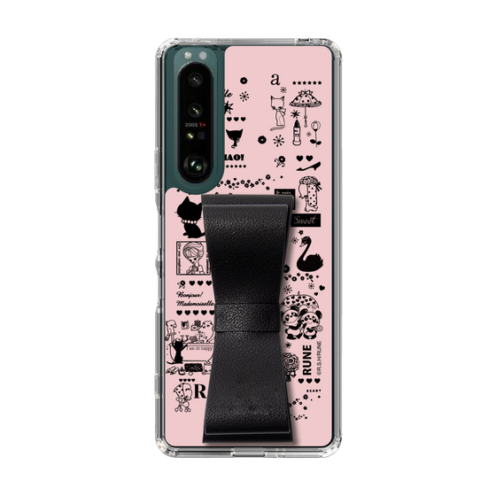 Slim Protection Case - STAND & RING RIBBON Black［ Rune Naito - RUNE Girl Retro & Modern - Pink ］