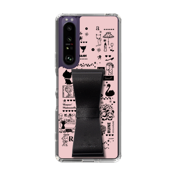 Slim Protection Case - STAND & RING RIBBON Black［ Rune Naito - RUNE Girl Retro & Modern - Pink ］