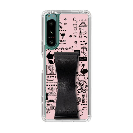 Slim Protection Case - STAND & RING RIBBON Black［ Rune Naito - RUNE Girl Retro & Modern - Pink ］