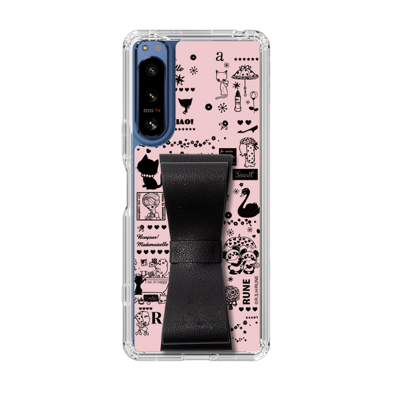 Slim Protection Case - STAND & RING RIBBON Black［ Rune Naito - RUNE Girl Retro & Modern - Pink ］