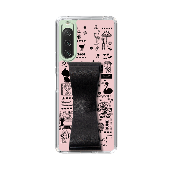 Slim Protection Case - STAND & RING RIBBON Black［ Rune Naito - RUNE Girl Retro & Modern - Pink ］