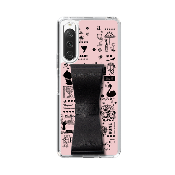 Slim Protection Case - STAND & RING RIBBON Black［ Rune Naito - RUNE Girl Retro & Modern - Pink ］