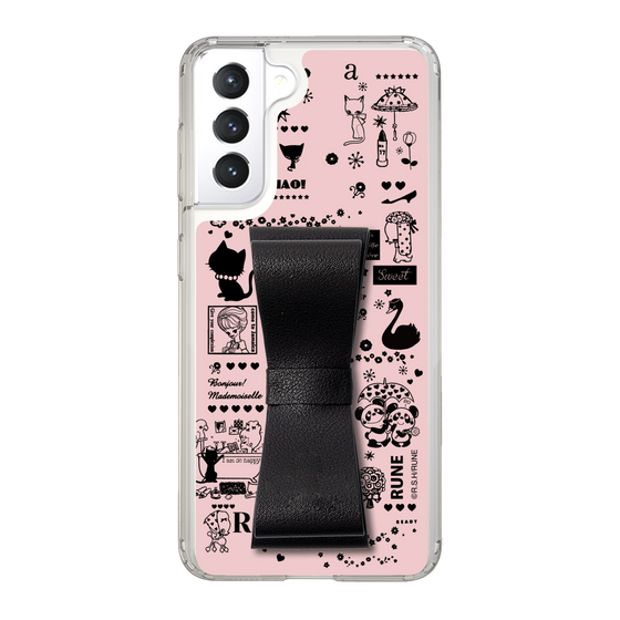 Slim Protection Case - STAND & RING RIBBON Black［ Rune Naito - RUNE Girl Retro & Modern - Pink ］